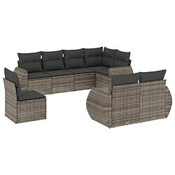 vidaXL Salon de jardin 8 pcs avec coussins gris résine tressée