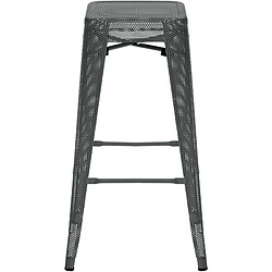 Decoshop26 Set de 4 tabourets de bar avec repose-pieds design industriel empilable en métal perforé gris 10_0004511