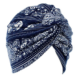 Acheter Femmes Coton Turban Head Wrap Chemo Chute De Cheveux Casquettes De Sommeil Éléphant Bleu Marine