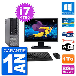 PC Dell 9020 SFF Ecran 19" Intel i7-4790 RAM 8Go Disque 1To Windows 10 Wifi - Occasion