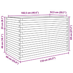 vidaXL Jardinière 110x60x68,5 cm bois de pin imprégné pas cher