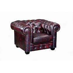 Vente-Unique Canapé chesterfield 3 places et un fauteuil BRENTON 100% cuir de buffle - Bordeaux pas cher