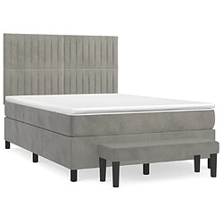 Maison Chic Lit Adulte - Lit simple Lit à sommier tapissier et matelas moelleux - Meuble de Chambre - Gris clair 140x200cm Velours -MN41014