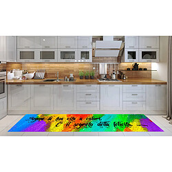 Alter Chemin de cuisine, 100% Made in Italy, Tapis antitache avec impression numérique, Coulisse antidérapante et lavable, Modèle Heuksando, 240x52 cm