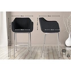 Decoshop26 Tabouret de bar chaise haute x1 recouvert de feutrine anthracite avec piètement à quatre pieds en acier inoxydable 10_0005237