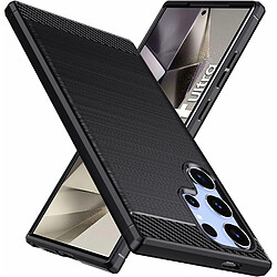 Xeptio Coque protection brossée noire pour Samsung Galaxy S24 Ultra 5G souple Antichoc