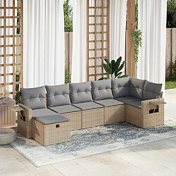 vidaXL Salon de jardin avec coussins 7 pcs beige résine tressée