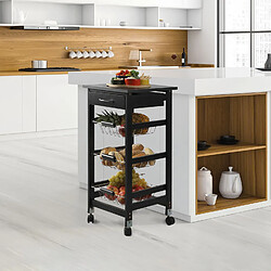 Urban Living Desserte à roulettes avec 1 tiroirs et 3 paniers - H. 76 cm - Noir