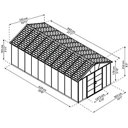 Abri de jardin 11x21.3 pieds gris anthracite avec plancher - 705724 - PALRAM