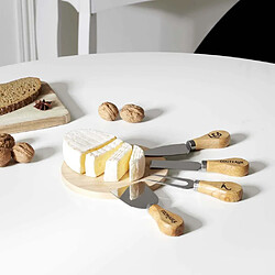 Cook Concept Coffret à fromages planche en hévéa et 4 couteaux.