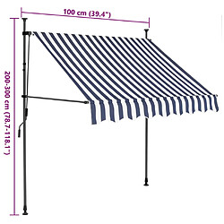 vidaXL Auvent manuel rétractable avec LED 100 cm Bleu et blanc pas cher