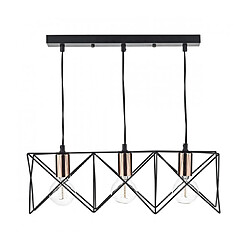 Luminaire Center Suspension Midi noir mat et cuivre poli 3 ampoules