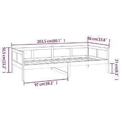 vidaXL Lit de jour sans matelas noir bois de pin massif 80x200 cm pas cher