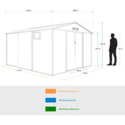 Acheter Abri de Jardin en Métal Gardiun Surrey 13 m2 Extérieur 340x382x226 cm en Acier avec Fenêtre Latérale et Effect Bois Grainé