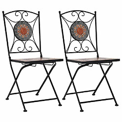 vidaXL Chaises de bistrot mosaïque 2 pcs Orange et gris