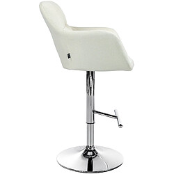 Avis Decoshop26 Tabouret de bar chaise haute x1 fonction rotation 360° en tissu crème avec coutures décoratives piètement métal chromé 10_0005272