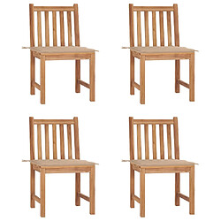 vidaXL Chaises de jardin lot de 4 avec coussins Bois de teck massif