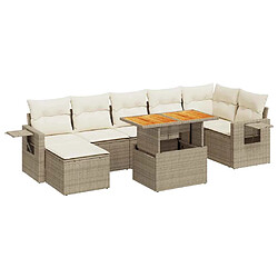 vidaXL Salon de jardin avec coussins 8 pcs beige résine tressée