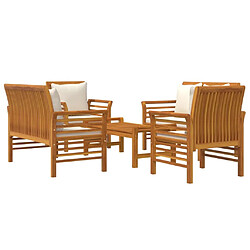 Avis Maison Chic Salon de jardin 5 pcs + coussins - Mobilier/Meubles de jardin - Table et chaises d'extérieur Bois massif d'acacia -MN35013