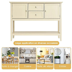 Acheter Helloshop26 Console buffet en bois avec 2 tiroirs et 2 placards table basse avec étagère pour salon couloir et bureau coloris beige 20_0008355