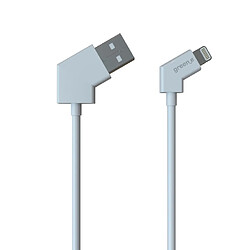 Greene Câble Lightning MFI vers USB avec Embout Rotatif Charge et Synchronisation 1,2m Blanc