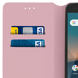 Avizar Housse Nokia 2.1 Étui folio Porte-cartes Fonction Support - Rose champagne pas cher