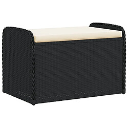 Maison Chic Banc de rangement | Meuble de rangement d'Entrée | Coffres d'Intérieur avec coussin noir 80x51x52 cm résine tressée -MN37603