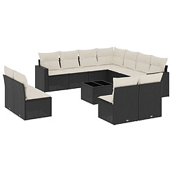 Maison Chic Salon de jardin 12 pcs avec coussins | Ensemble de Table et chaises | Mobilier d'Extérieur noir résine tressée -GKD97087