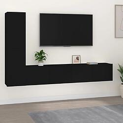 vidaXL Ensemble de meubles TV 4 pcs Noir Bois d'ingénierie