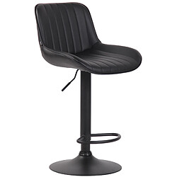 Decoshop26 Lot de 2 tabourets de bar chaises hautes en PVC noir coutures verticales support en métal noir 10_0004281