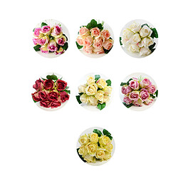 Main attachée 9 têtes roses artificielles bouquet de simulation décoration florale vin