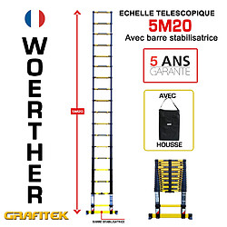 Echelle télescopique Woerther 5m20 - Avec housse - Gamme Grafitek - Qualité supérieur - Garantie 5 ans