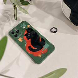 GUPBOO Étui pour iPhone12 Coque en silicone pour téléphone dessin animé mignon chat noir