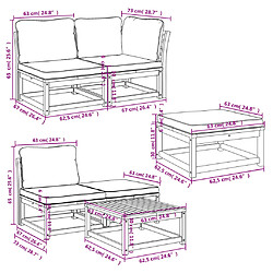 vidaXL Salon de jardin 6 pcs avec coussins bois d'acacia solide pas cher