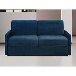 Vente-Unique Canapé 3 places convertible express en velours bleu nuit - Couchage 140 cm - Matelas 14 cm CALIFE