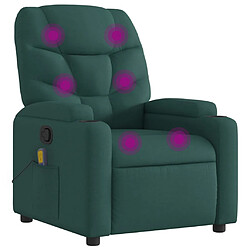 vidaXL Fauteuil de massage inclinable Vert foncé Tissu