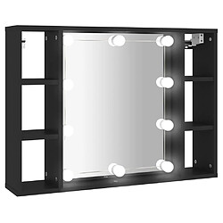 vidaXL Armoire à miroir avec LED noir 76x15x55 cm