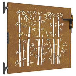 vidaXL Portail de jardin 85x100 cm acier corten design de bambou