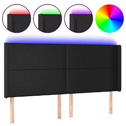 Maison Chic Tête de lit scandinave à LED,meuble de chambre Noir 163x16x118/128 cm Similicuir -MN39239