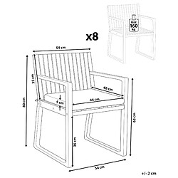 Avis Beliani Lot de 8 chaises avec coussins Bois Gris SASSARI