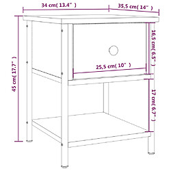 vidaXL Table de chevet noir 34x35,5x45 cm bois d’ingénierie pas cher