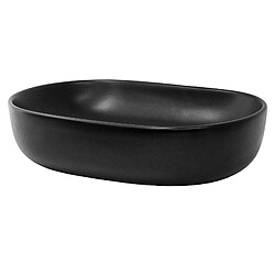 ML DESIGN MODERN LIVING Lavabo en céramique noir mat vasque à poser pour salle de bain 600x425x145 mm