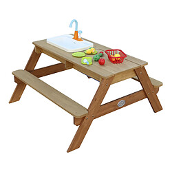 Acheter AXI Emily Table Sable et Eau en Bois Marron | Table d'eau avec couvercle, boîtes de rangement & jeu évier de cuisine | Table de Jeu Enfant à Eau pour le jardin