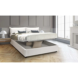 Acheter Autrement Talamo Italia Veronica lit double avec conteneur, Made in Italy, en éco-cuir, 160x190 cm, avec ouverture frontale, Blanc, avec matelas inclus.