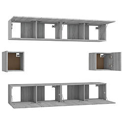 Maison Chic Ensemble de meubles TV 6 pcs | Banc TV Moderne pour salon | Meuble de Rangement - Sonoma gris Bois d'ingénierie -MN74791 pas cher