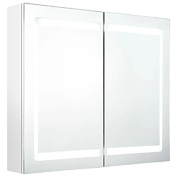 vidaXL Armoire de salle de bain à miroir LED Blanc brillant 80x12x68cm