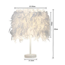 Stoex Lustre Suspension abat-jour Lampe plumes 30 cm + Lampe de table en plumes Blanc 20cm pas cher