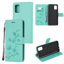 Etui en PU fleur de papillon cyan pour votre Samsung Galaxy A51 5G