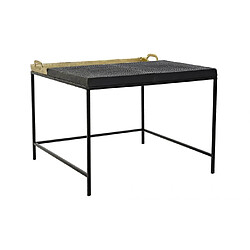 Pegane Table basse en acier et aluminium coloris doré / noir - longueur 61 x profondeur 61 x hauteur 49 cm