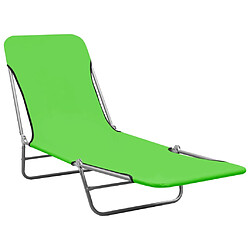 Helloshop26 Lot de deux chaises longues transat bain de soleil acier et tissu vert 02_0011940